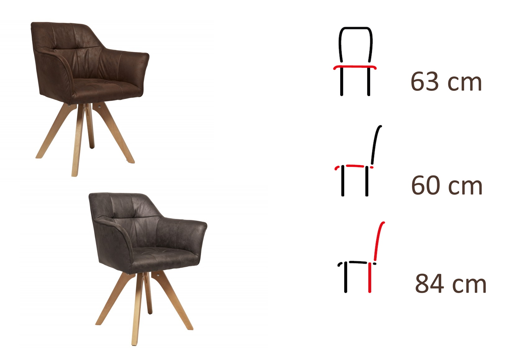 krzesło z mikrofibry z drewnianymi nogami Loft, nowoczesne krzesła Loft, wymiary